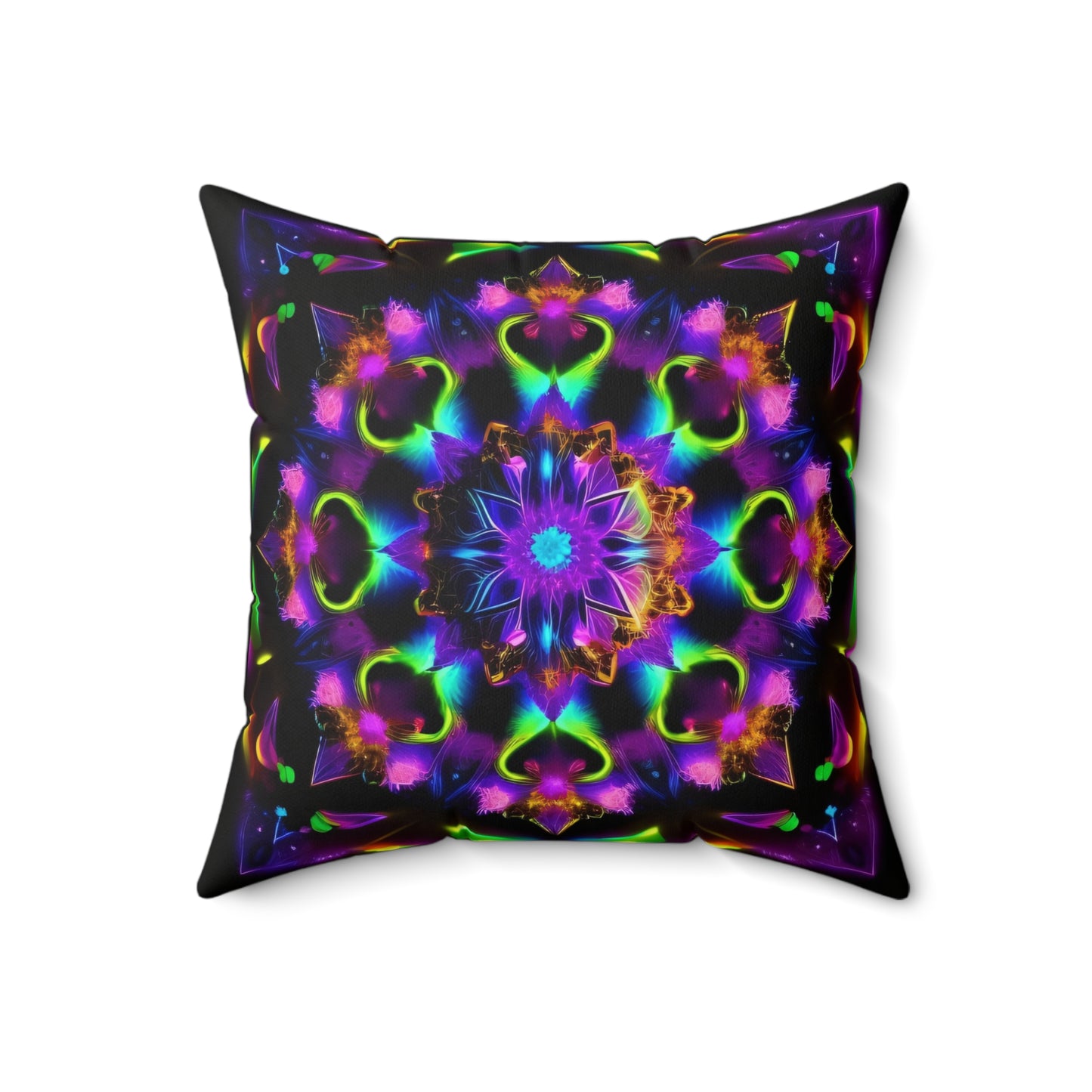 Rainbow Kaleidescape, Spun Polyester Square Pillow