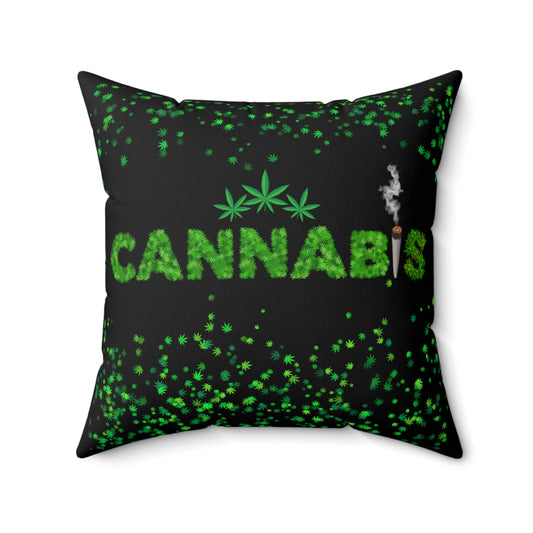Cannabis Leaves, 420 Themed, Spun Polyester Square Pillow