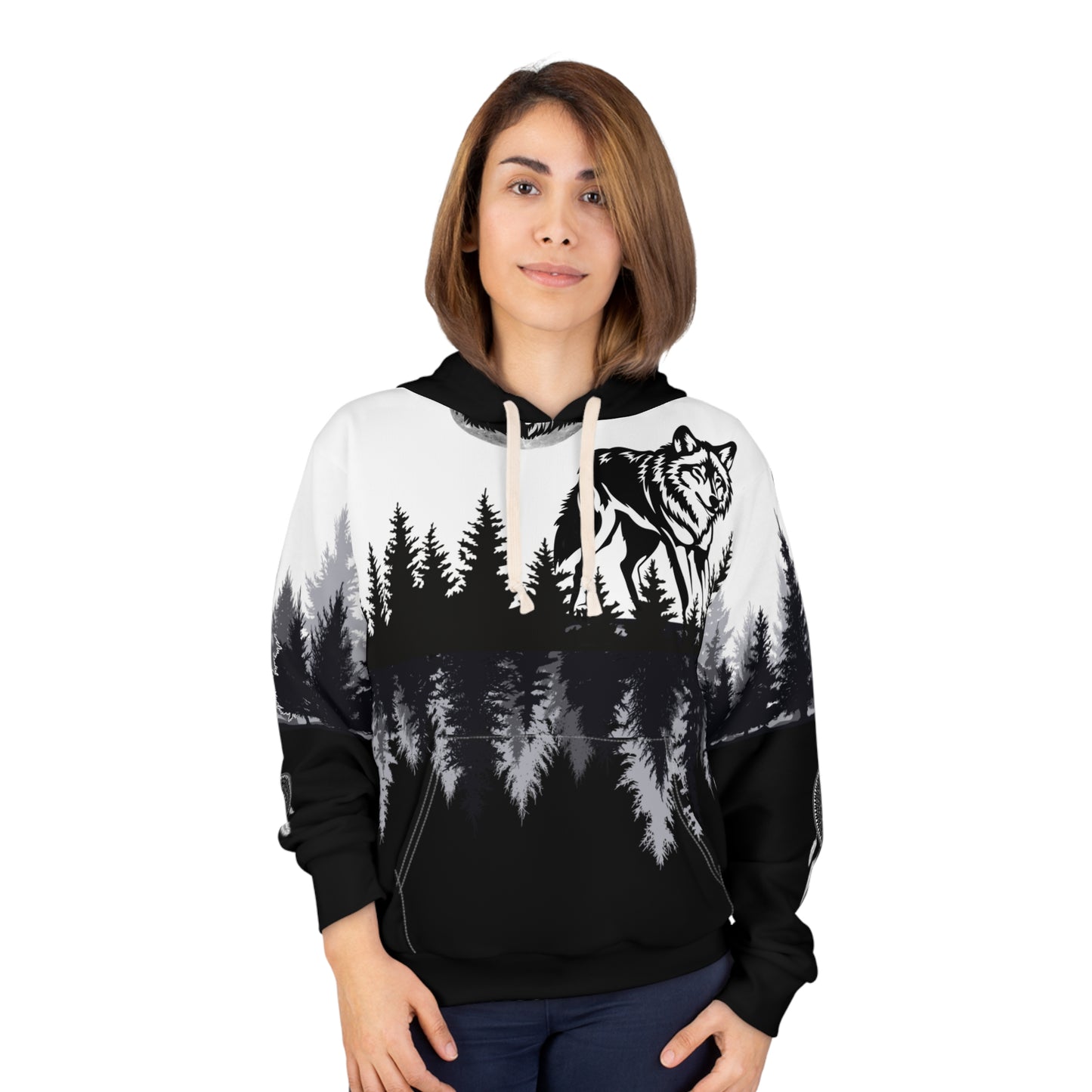 Mystic Wolf, Pullover Hoodie (AOP)