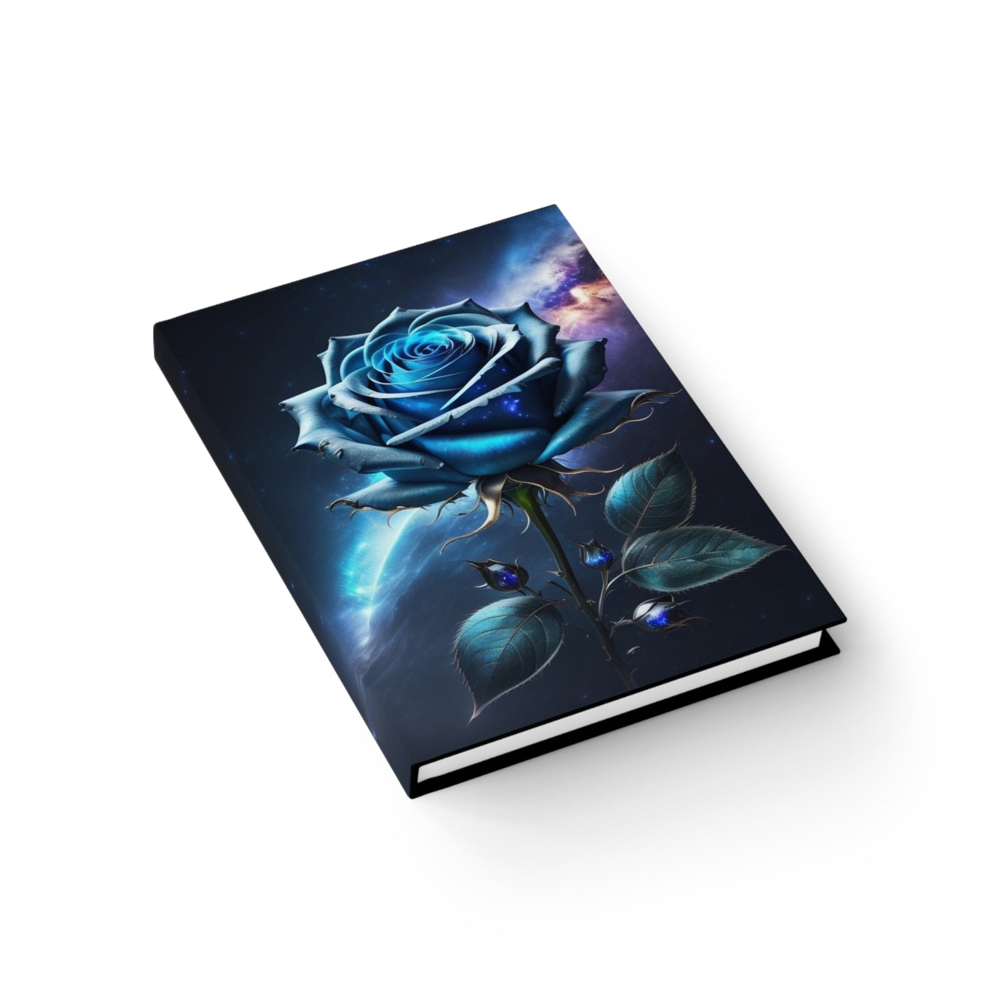 Blue Cosmic Rose, Hardcover Journal