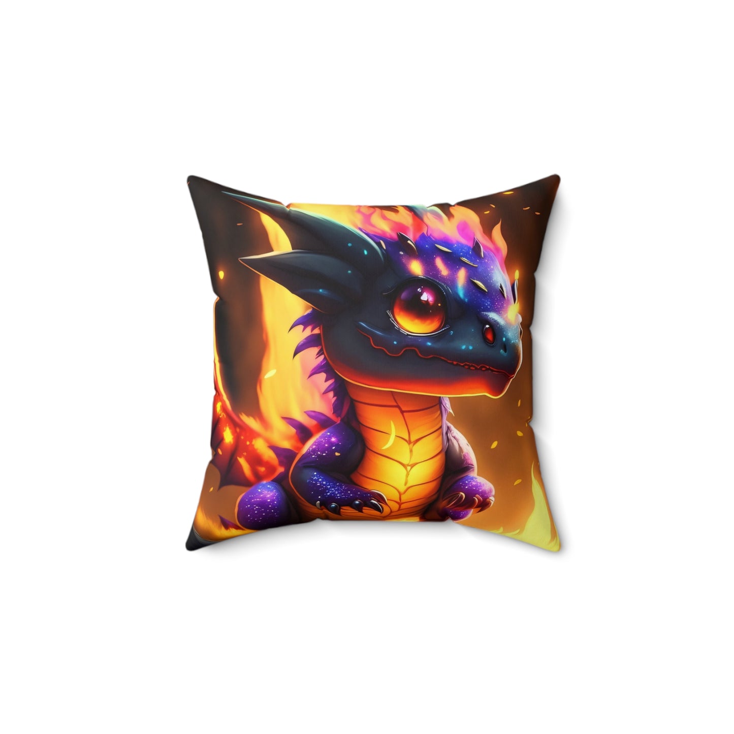 Cute Baby Dragon, Spun Polyester Square Pillow