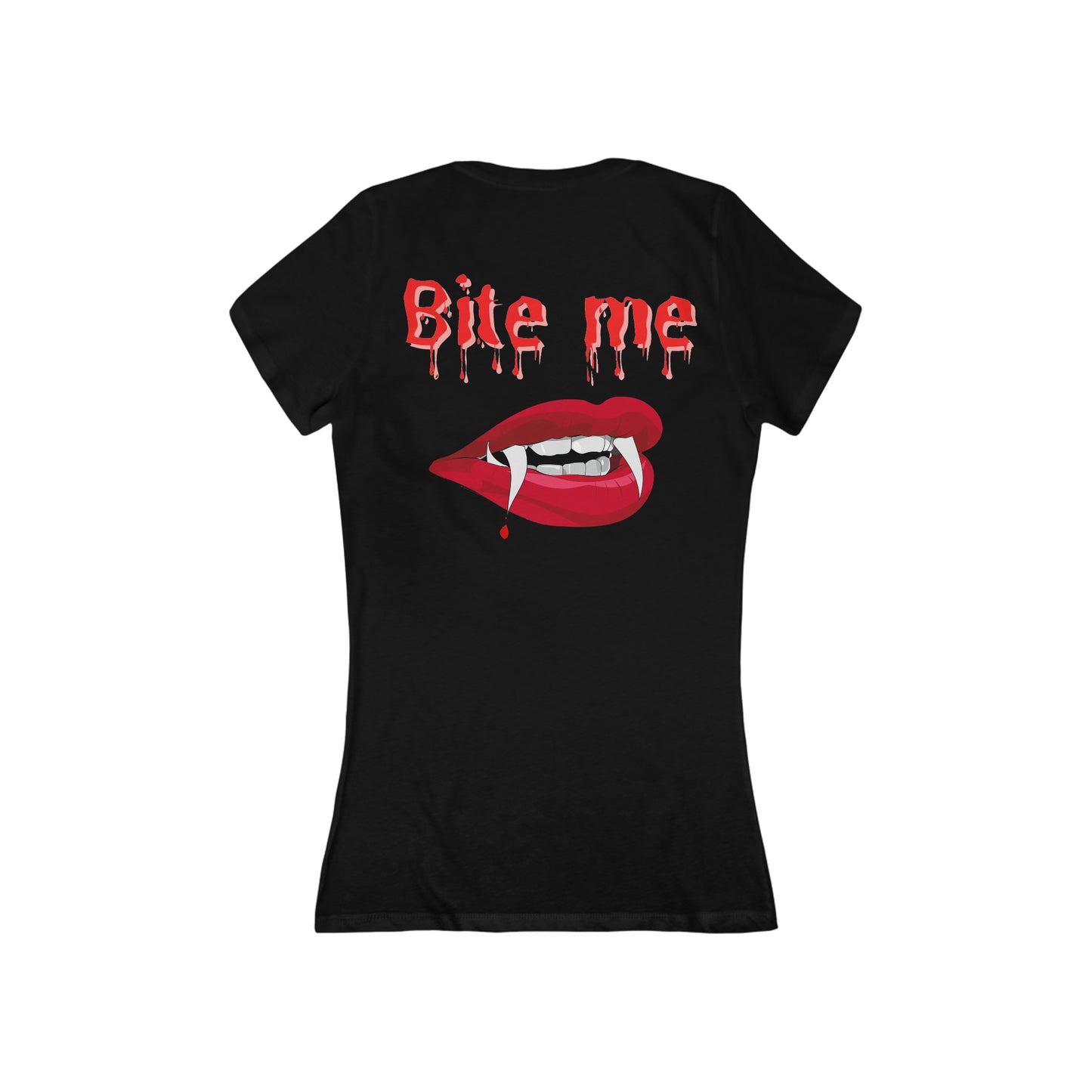 Bite Me Women's Jersey Short Sleeve Deep V-Neck Tee Halloween Shirt