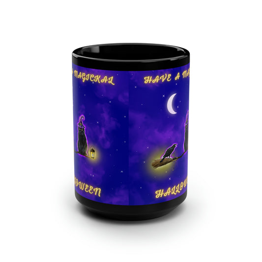 Have a Magickal Halloween Black Halloween Mug, 15oz