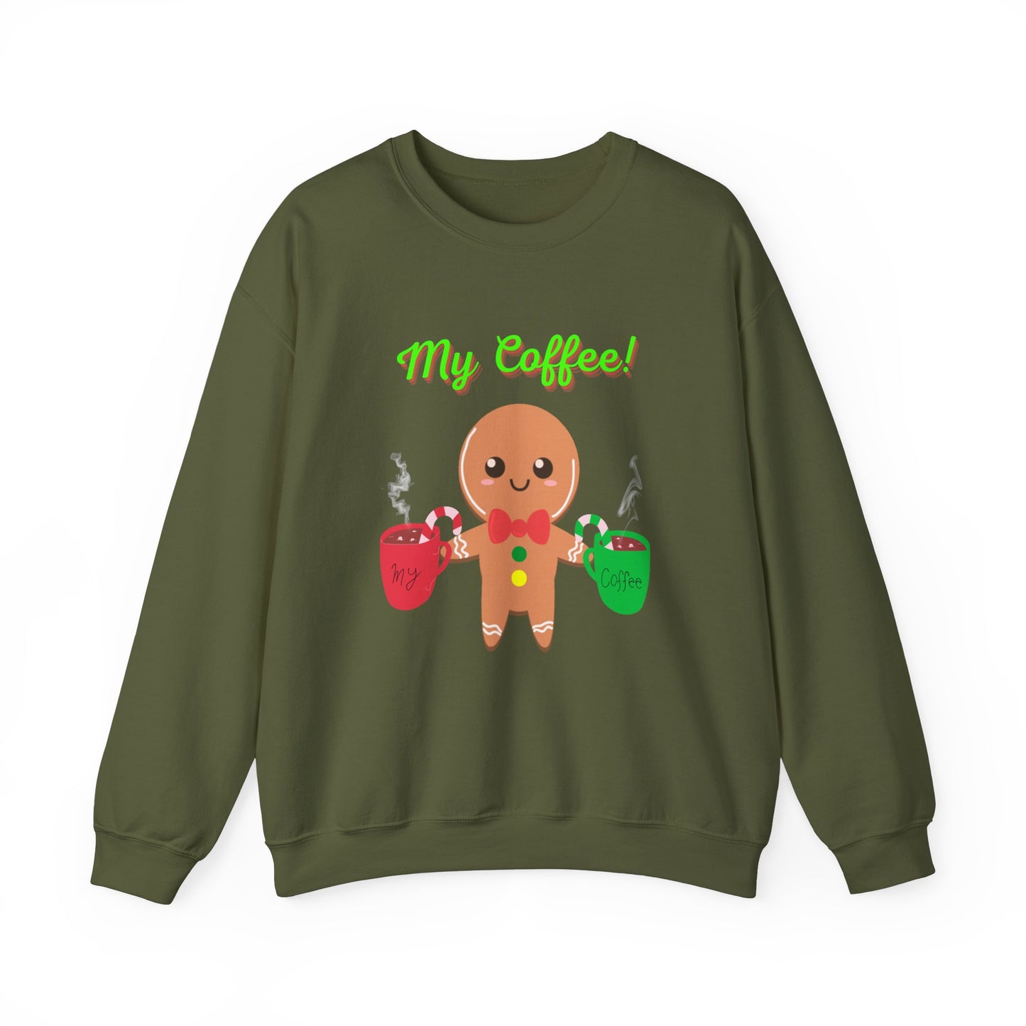 My Coffee Christmas Crewneck Sweatshirt, Gingerbread Man, Mens Gift, Womens Gift, Coffee Lover Shirt