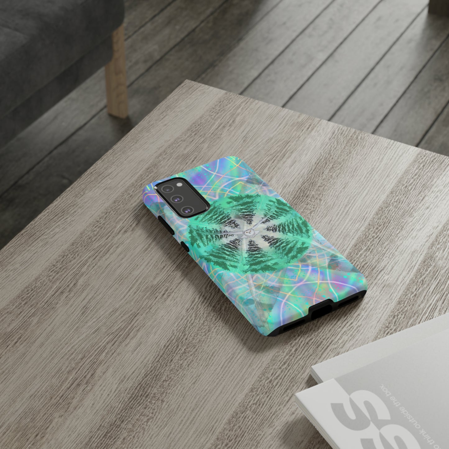 Mystic Pines Snowy Owl Protective Phone Case, Samsung, iPhone, Pixel, all sizes