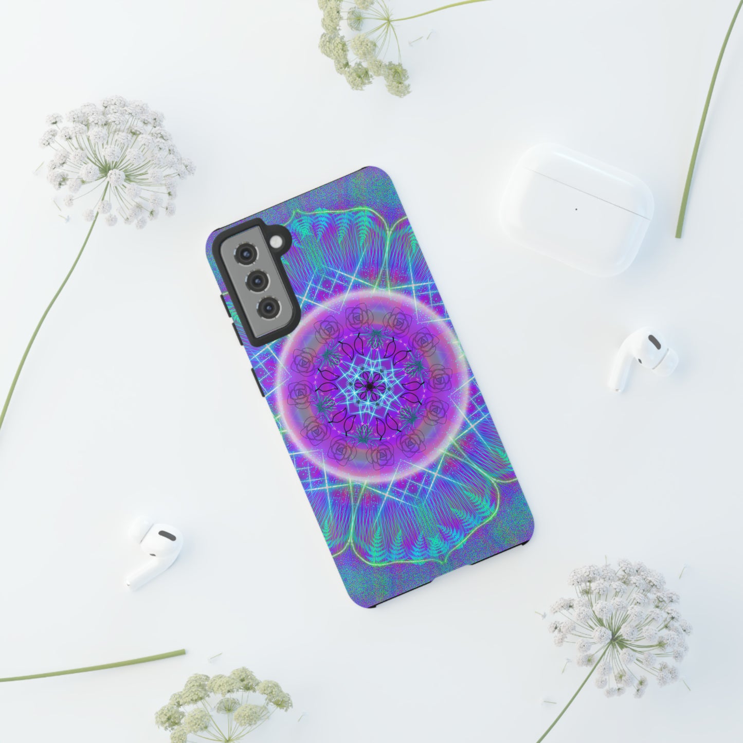 Psychedelic Mandala Protective Phone Case, Samsung, iPhone, Pixel, all sizes