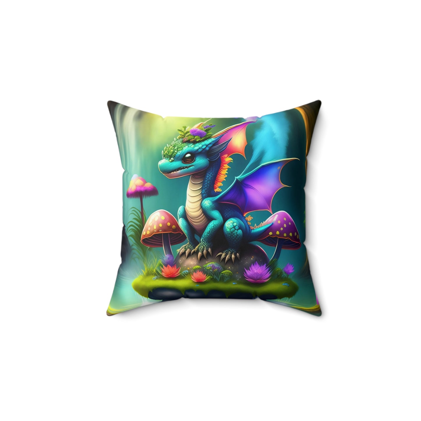 Mushroom Fae Dragon, Polyester Square Pillow