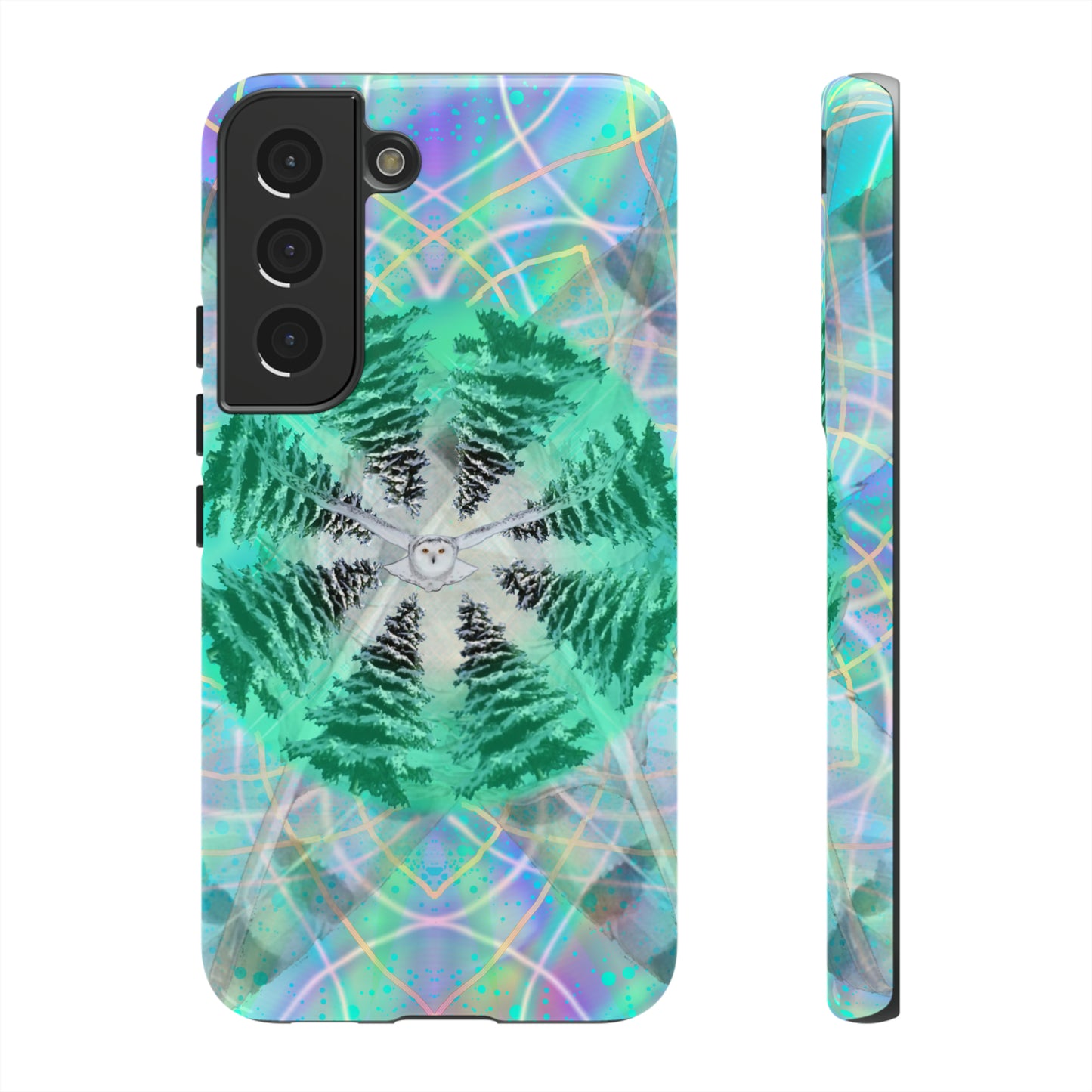 Mystic Pines Snowy Owl Protective Phone Case, Samsung, iPhone, Pixel, all sizes