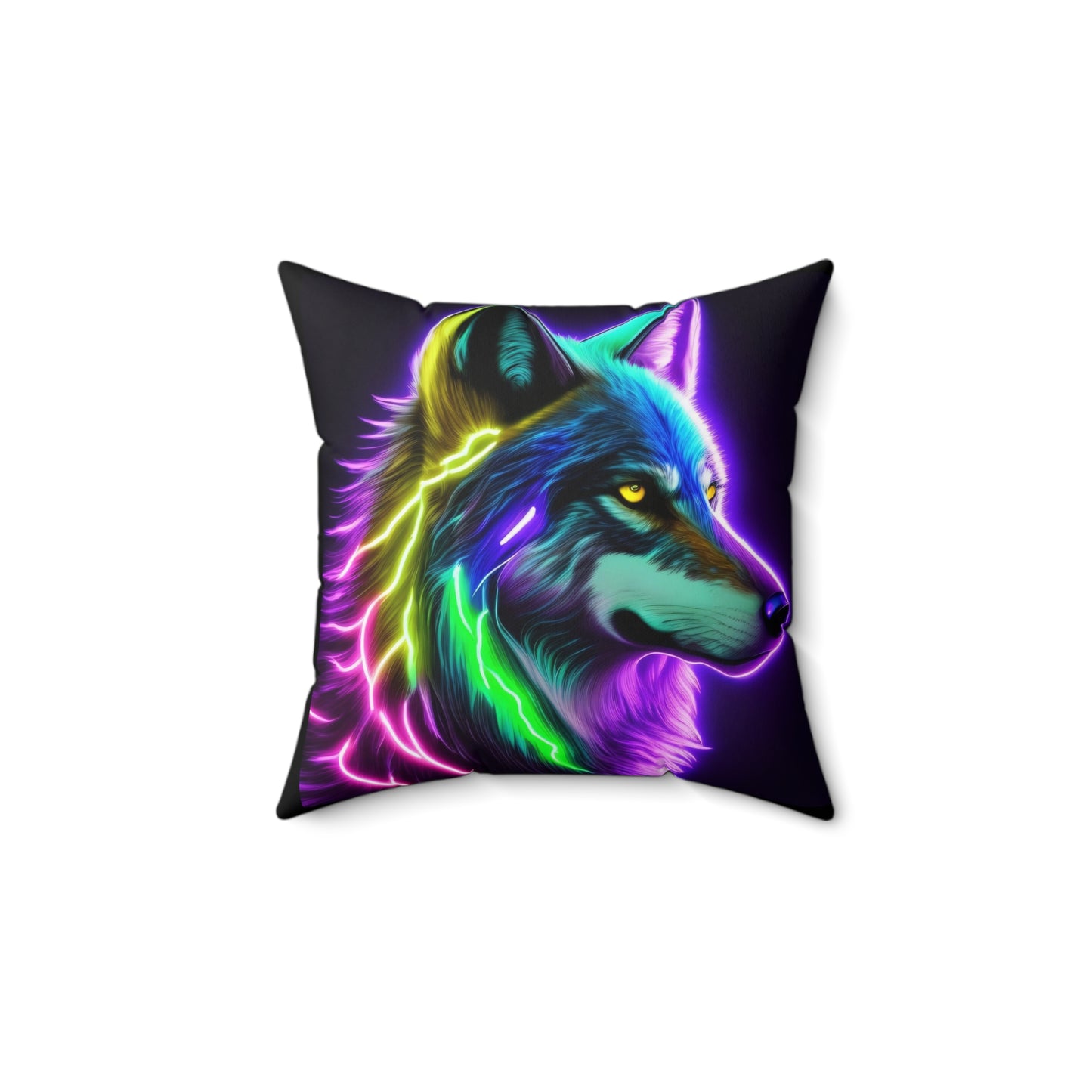 Lightning Wolf, Spun Polyester Square Pillow