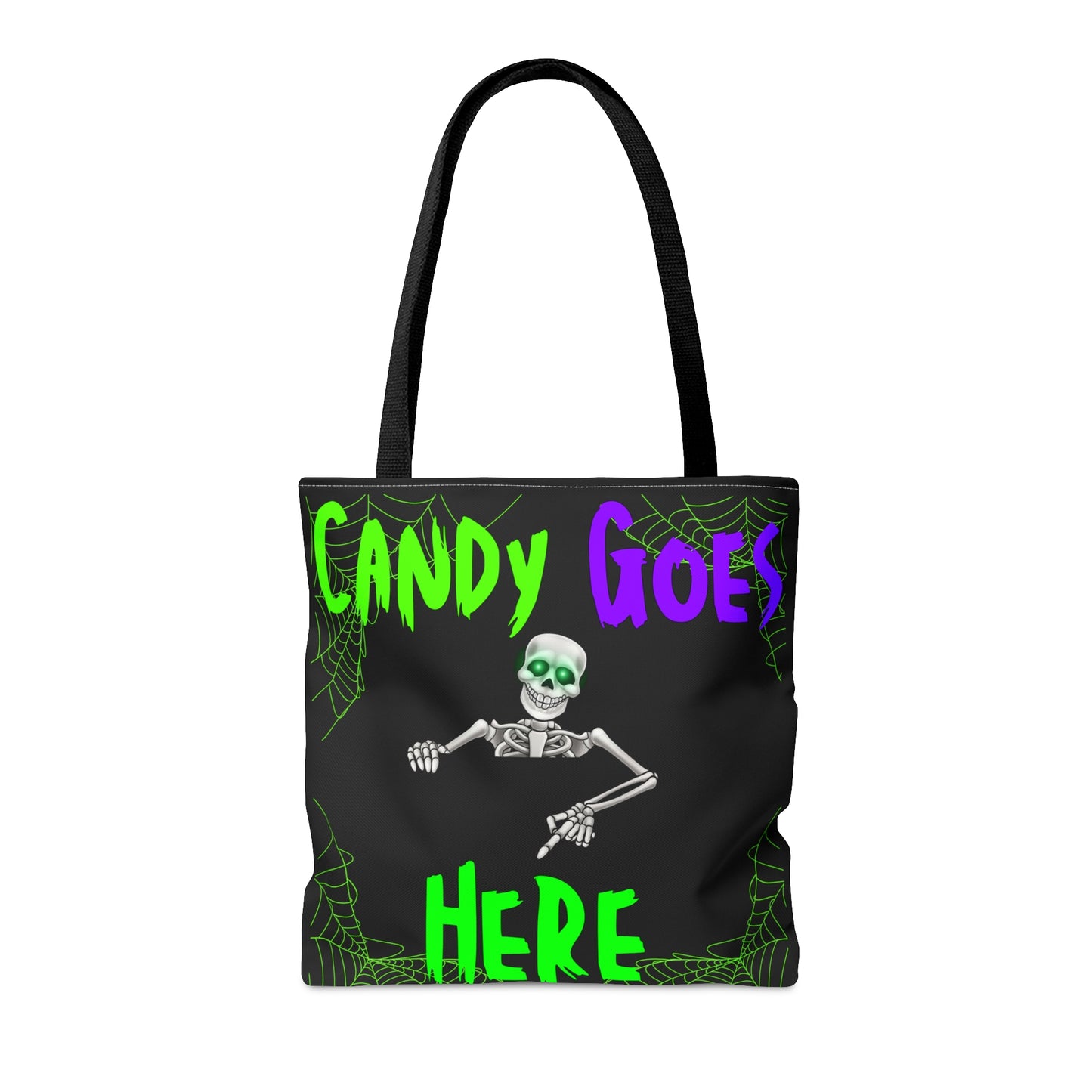 Candy Goes Here, Skeleton Halloween candy Tote Bag