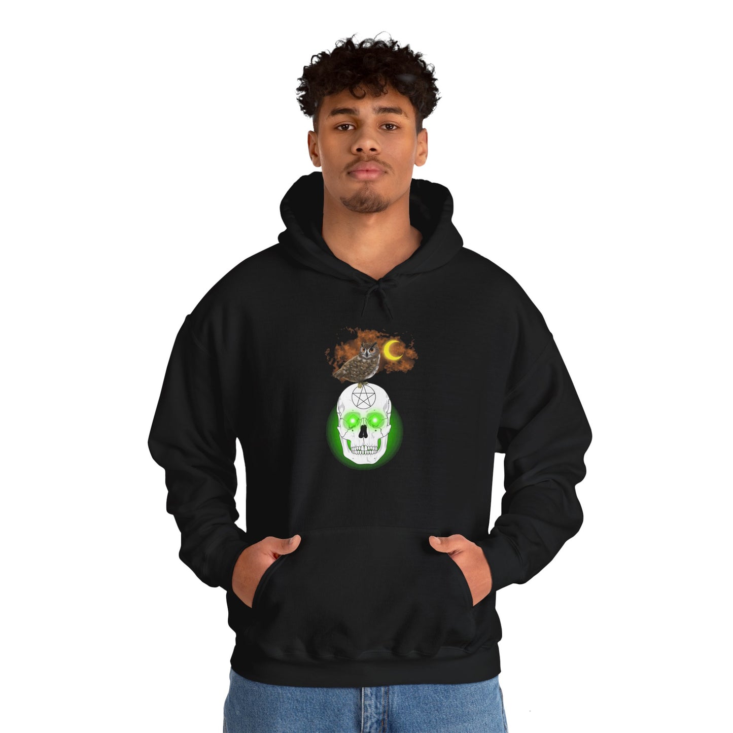 Unisex Heavy Blend™  Owl Skull Halloween Hooded Sweatshirt