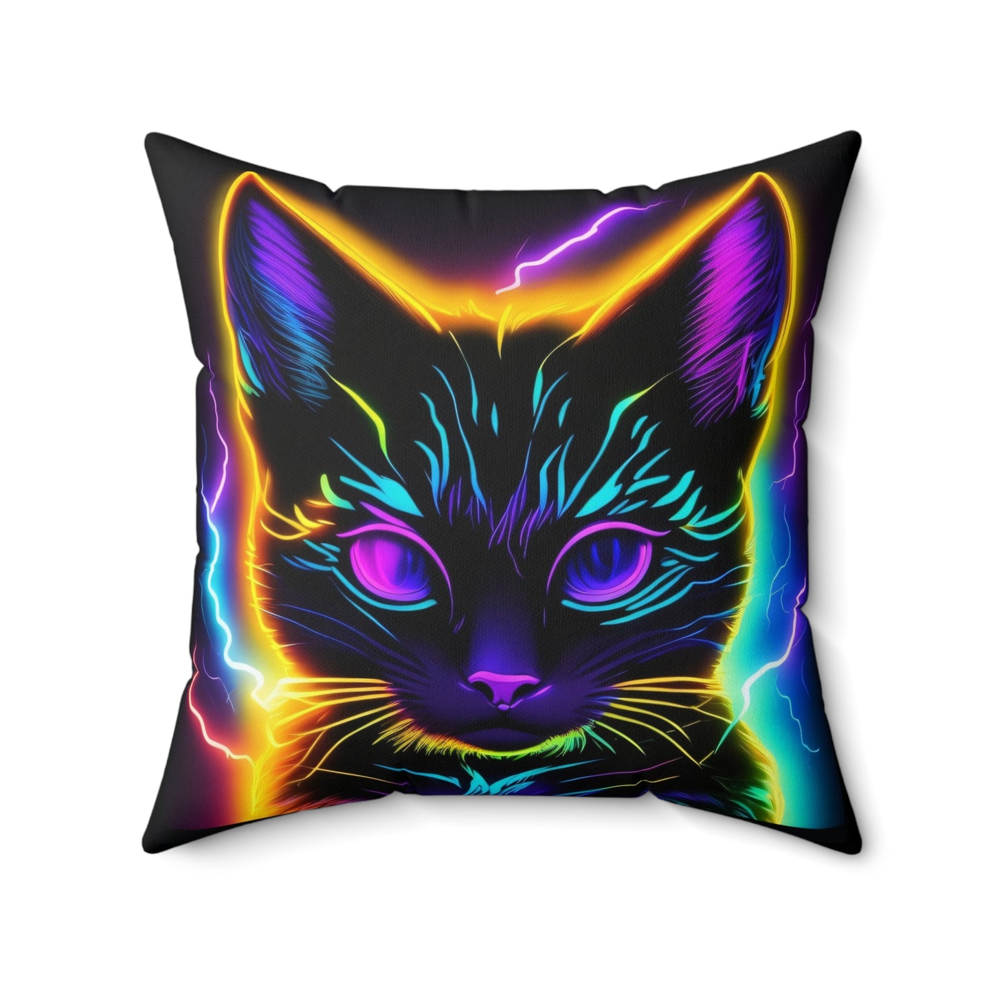 Electric Cat, Spun Polyester Square Pillow