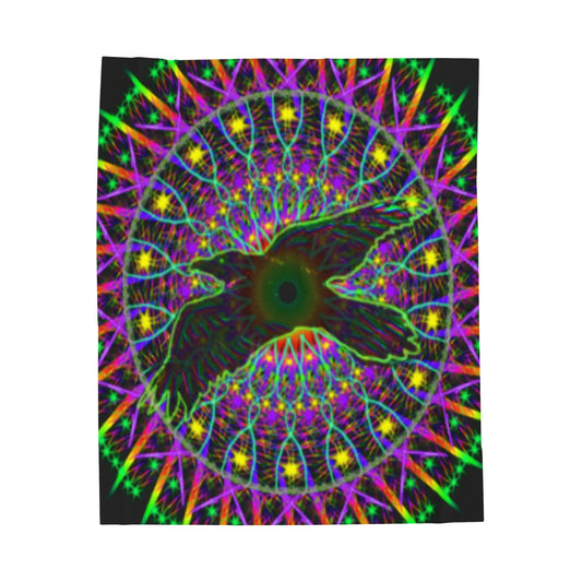 Mystic Raven Mandala Velveteen Plush Blanket