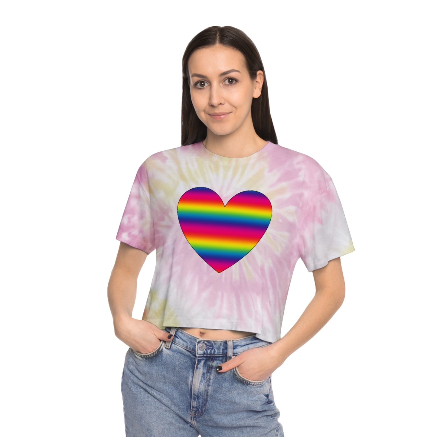 PRIDE Heart Women's Tie-Dye Crop Tee