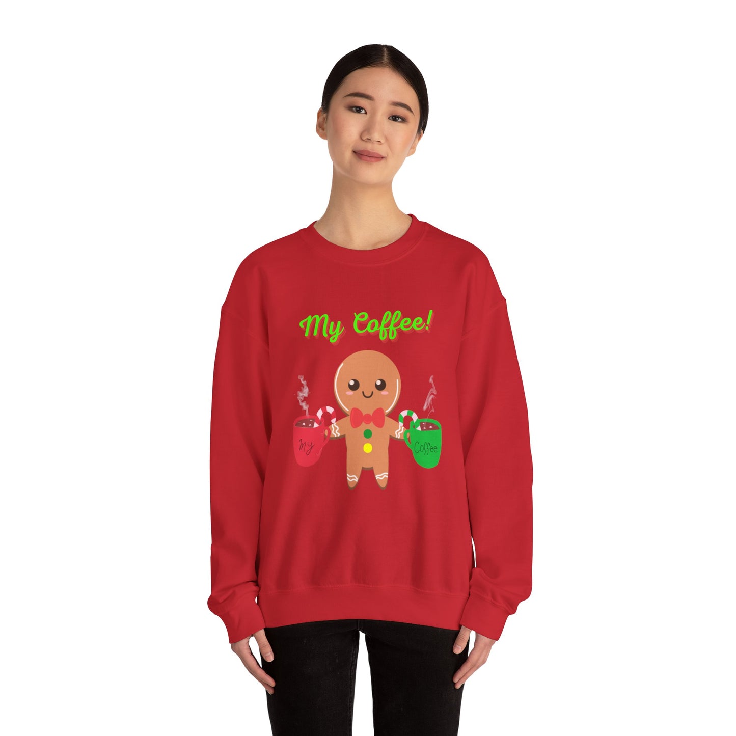 My Coffee Christmas Crewneck Sweatshirt, Gingerbread Man, Mens Gift, Womens Gift, Coffee Lover Shirt