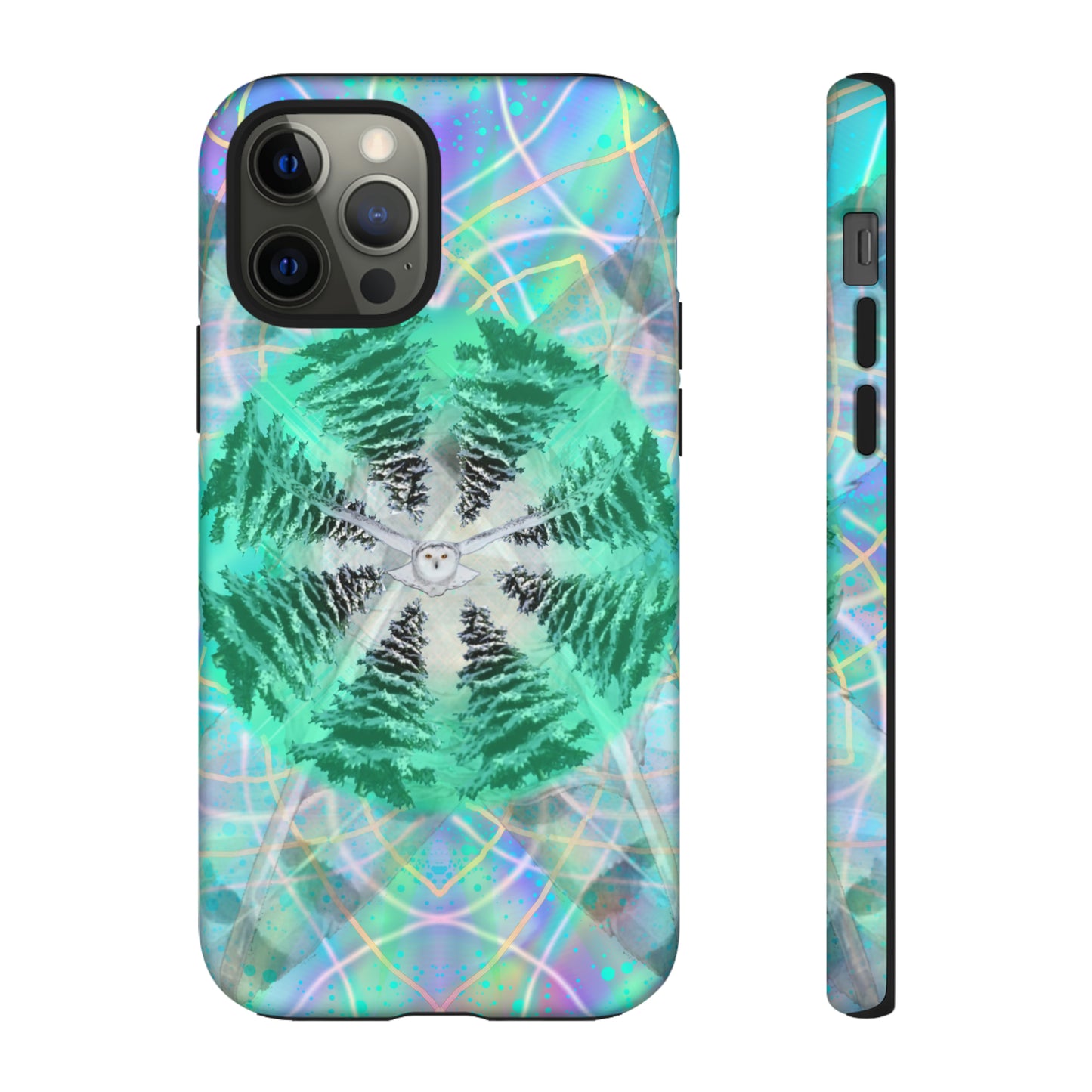 Mystic Pines Snowy Owl Protective Phone Case, Samsung, iPhone, Pixel, all sizes