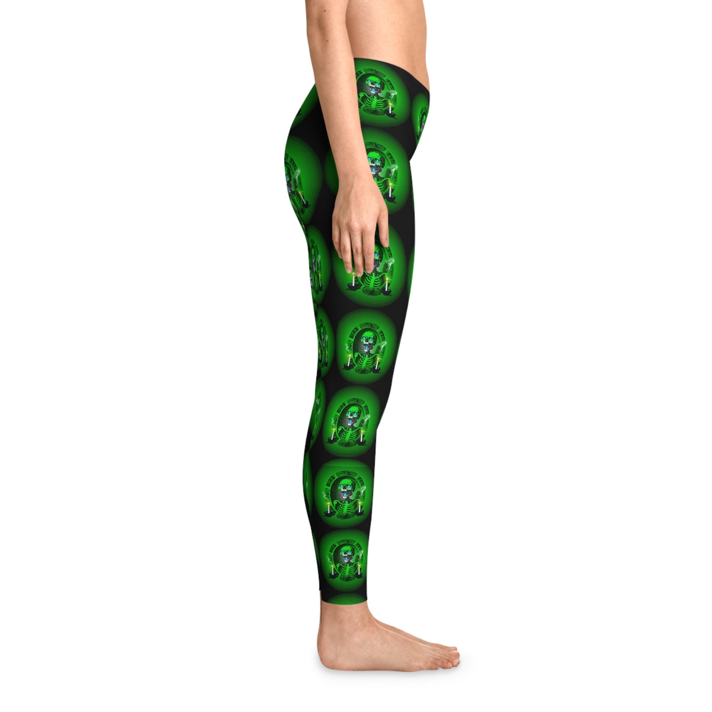 Spooky skeleton Halloween Stretchy Leggings Black