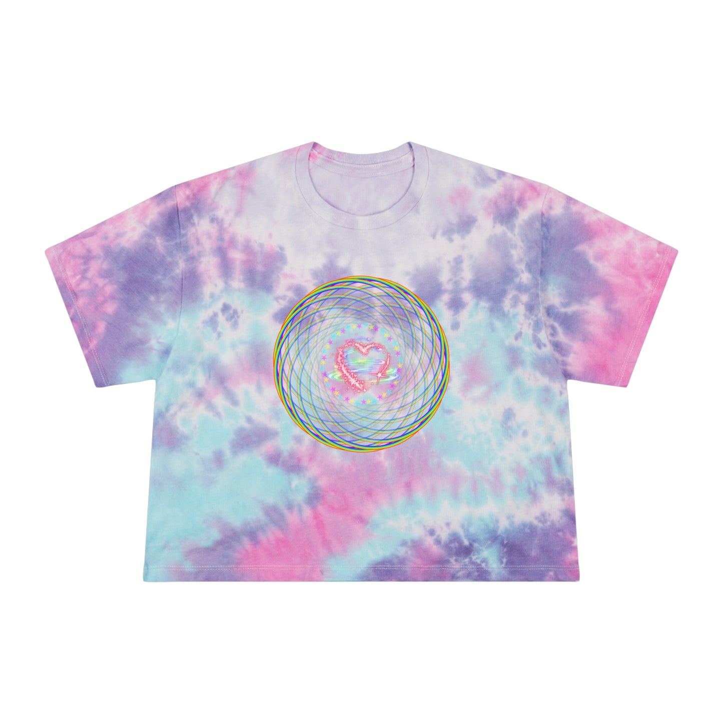 Rainbow Spiral PRIDE Heart Women's Tie-Dye Crop Tee