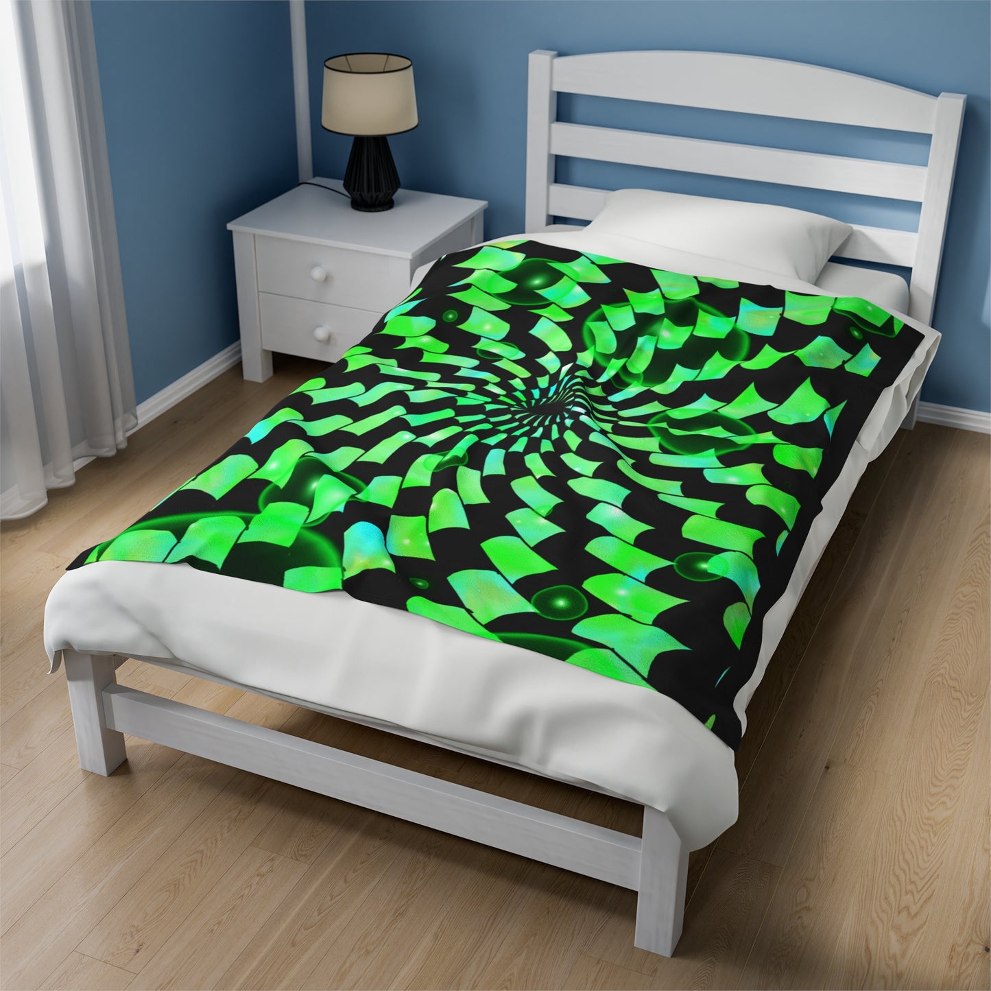 Emerald Vortex Velveteen Plush Blanket