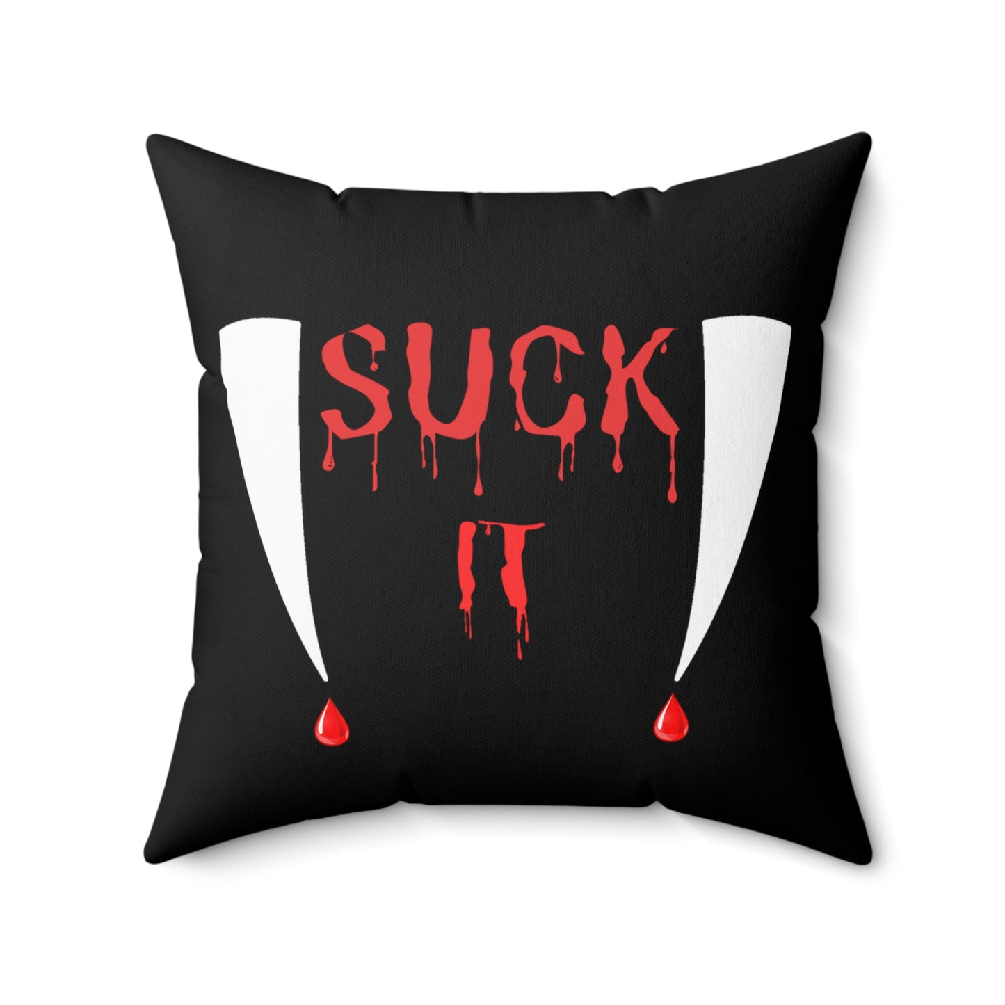 Suck It, Vampire Fangs, Halloween, Spun Polyester Square Pillow