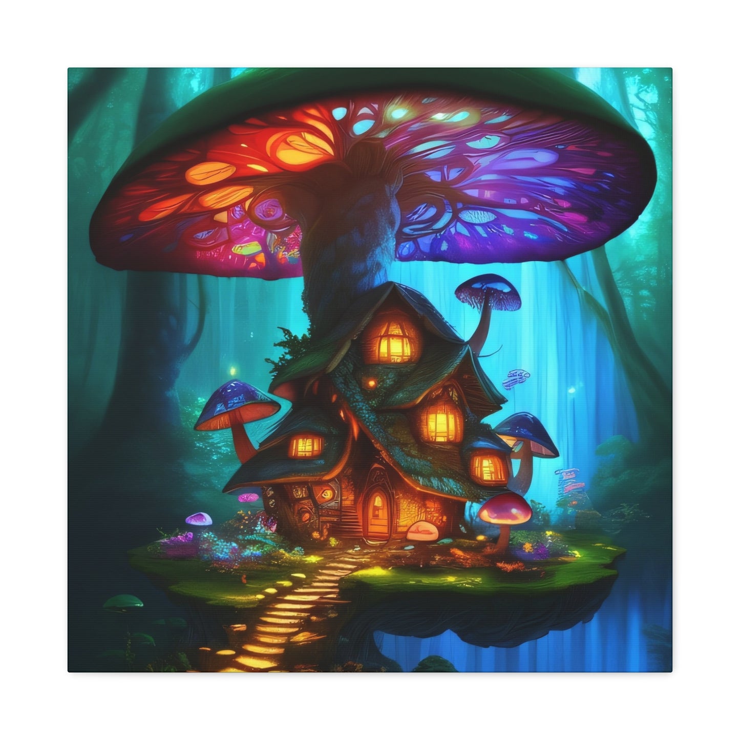 Mystic Mushroom House, Canvas Art, Canvas Print, Wall Decor, Original Art, Unique Gifts