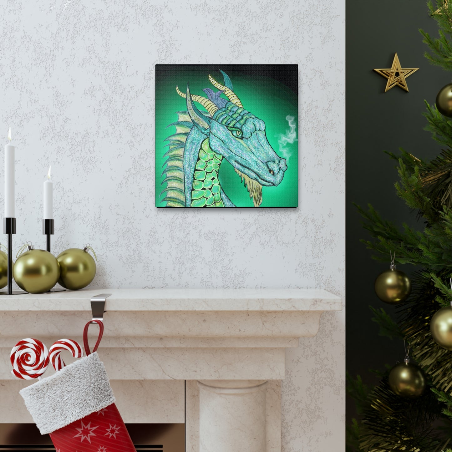 Mystic Dragon, Fantasy Art, Canvas Art, Dragon Lover Gift, Unique Gifts, Original Art