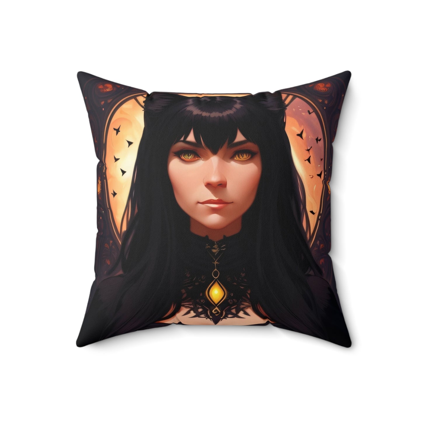 Cat Girl, Spun Polyester Square Pillow