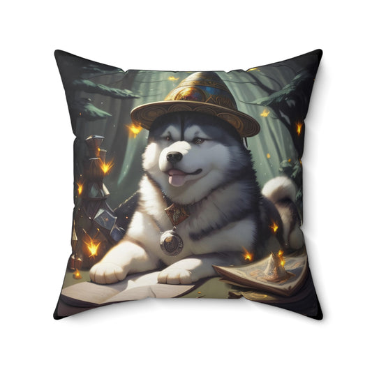 Arcane Scholar Pup, Spun Polyester Square Pillow