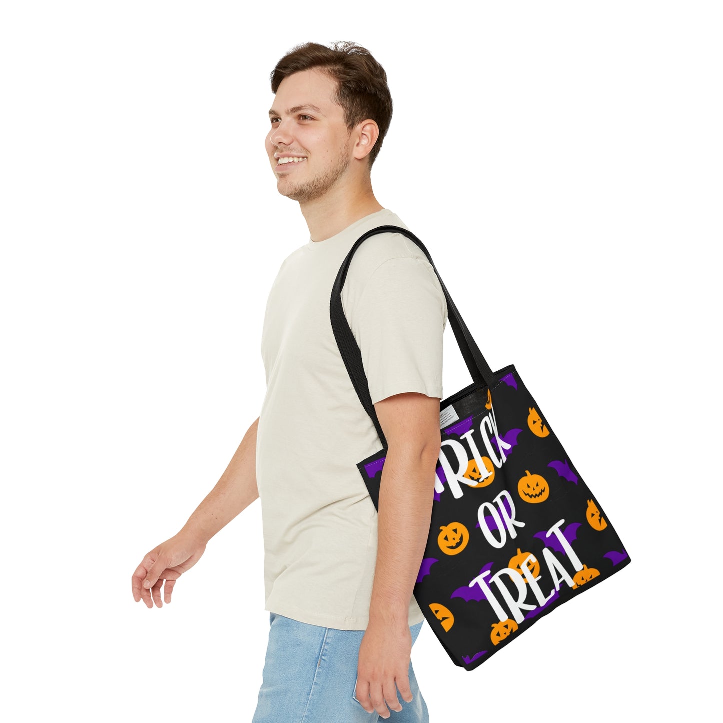 Trick Or Treat Pumpkins and Bats Halloween Candy Tote Bag