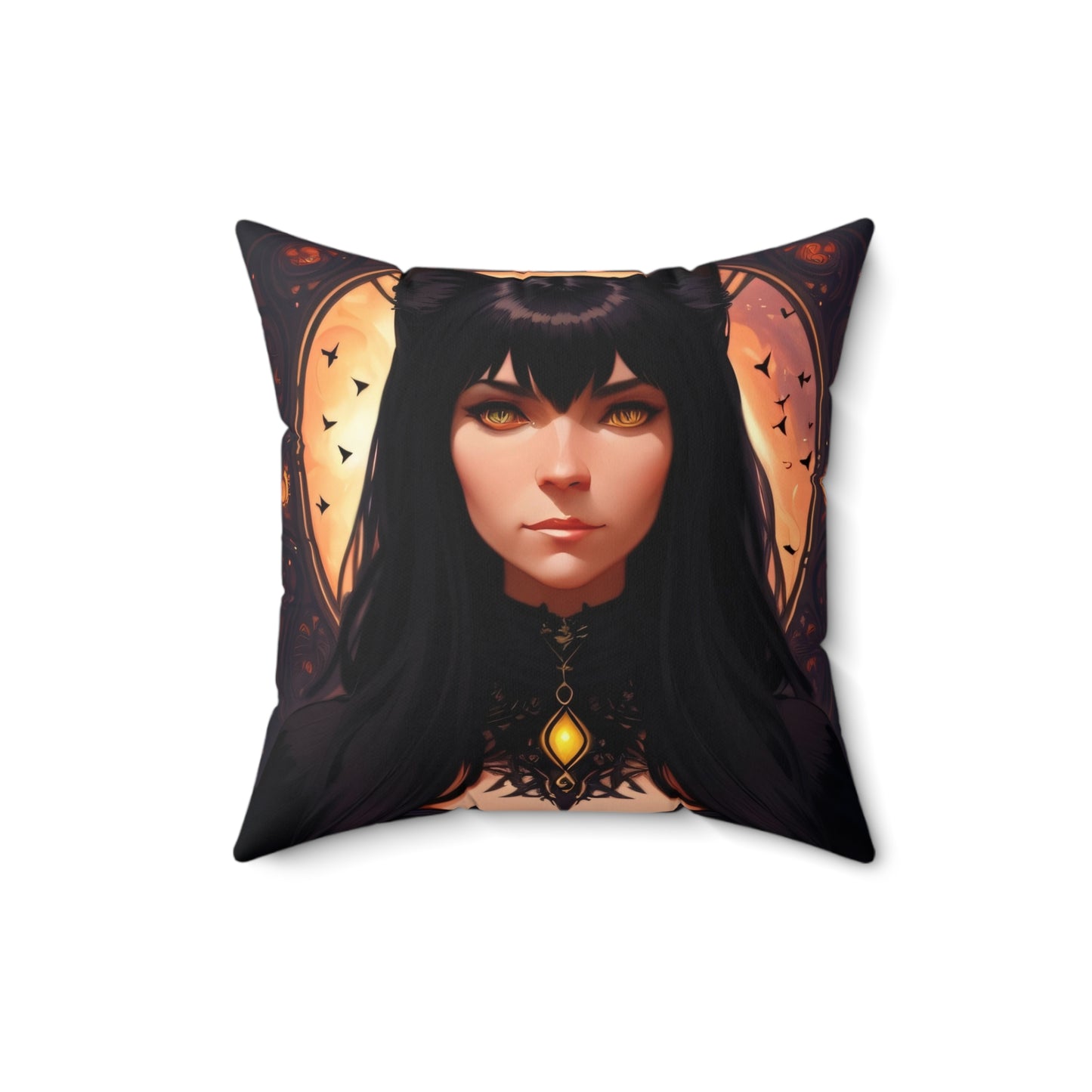 Cat Girl, Spun Polyester Square Pillow