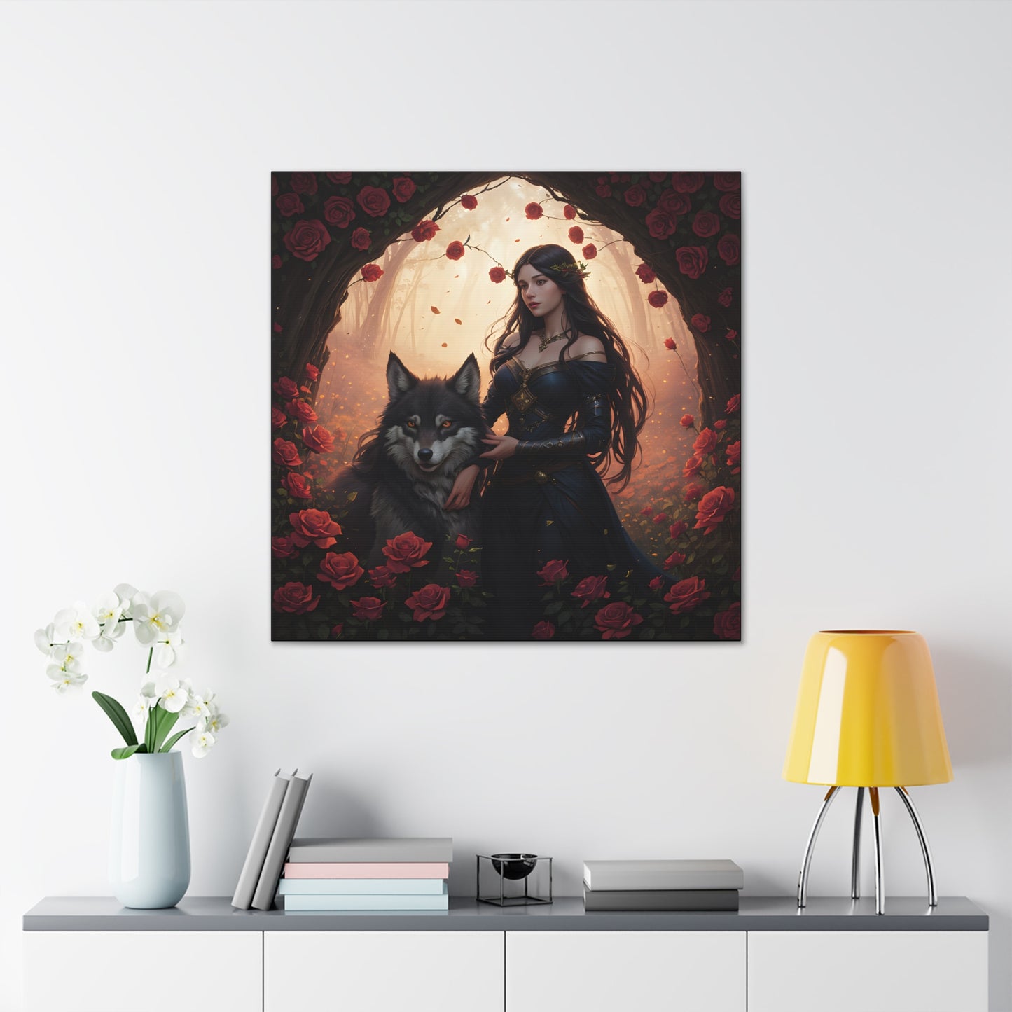 Wolf Enchantress, Canvas Art, Canvas Print, Wall Decor, Original Art, Unique Gifts