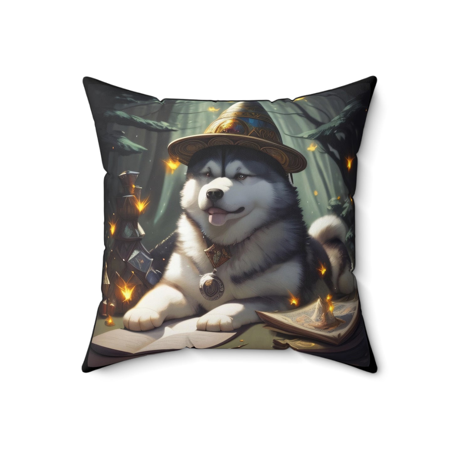 Arcane Scholar Pup, Spun Polyester Square Pillow