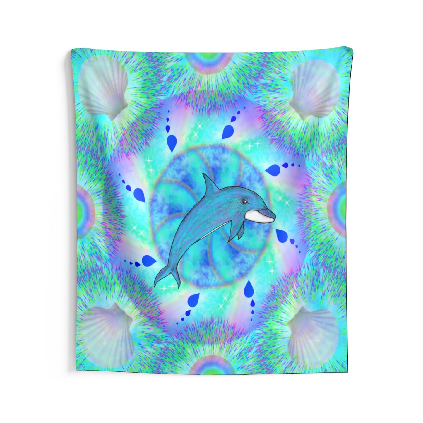 Mystic Dolphin Mandala Indoor Wall Tapestry