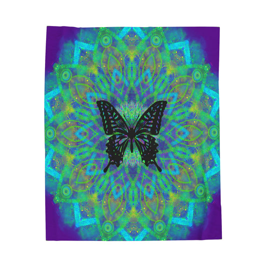 Mystic Butterfly Mandala Velveteen Plush Blanket