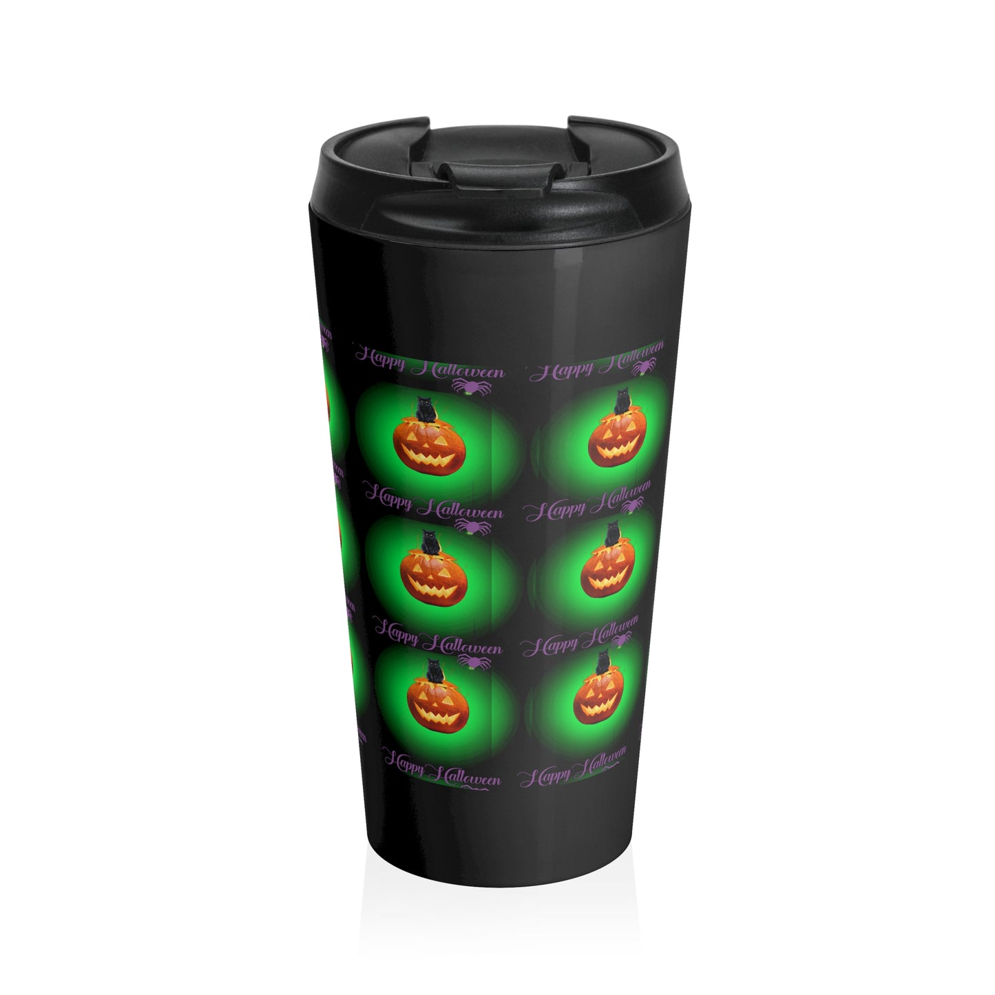 Stainless Steel Black cat Halloween Travel Mug with Insert