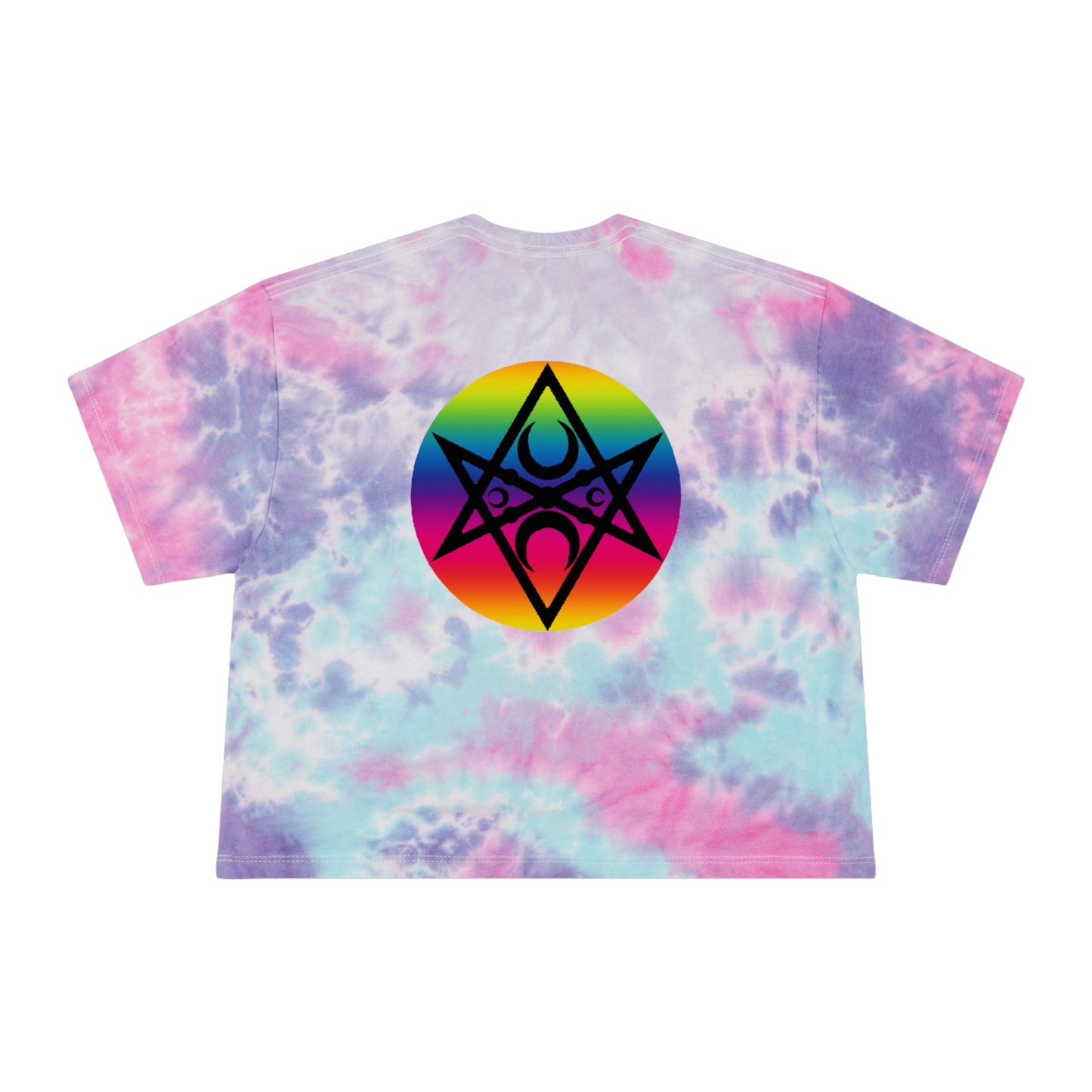 Magick PRIDE Unicursal Hexagram Women's Tie-Dye Crop Tee