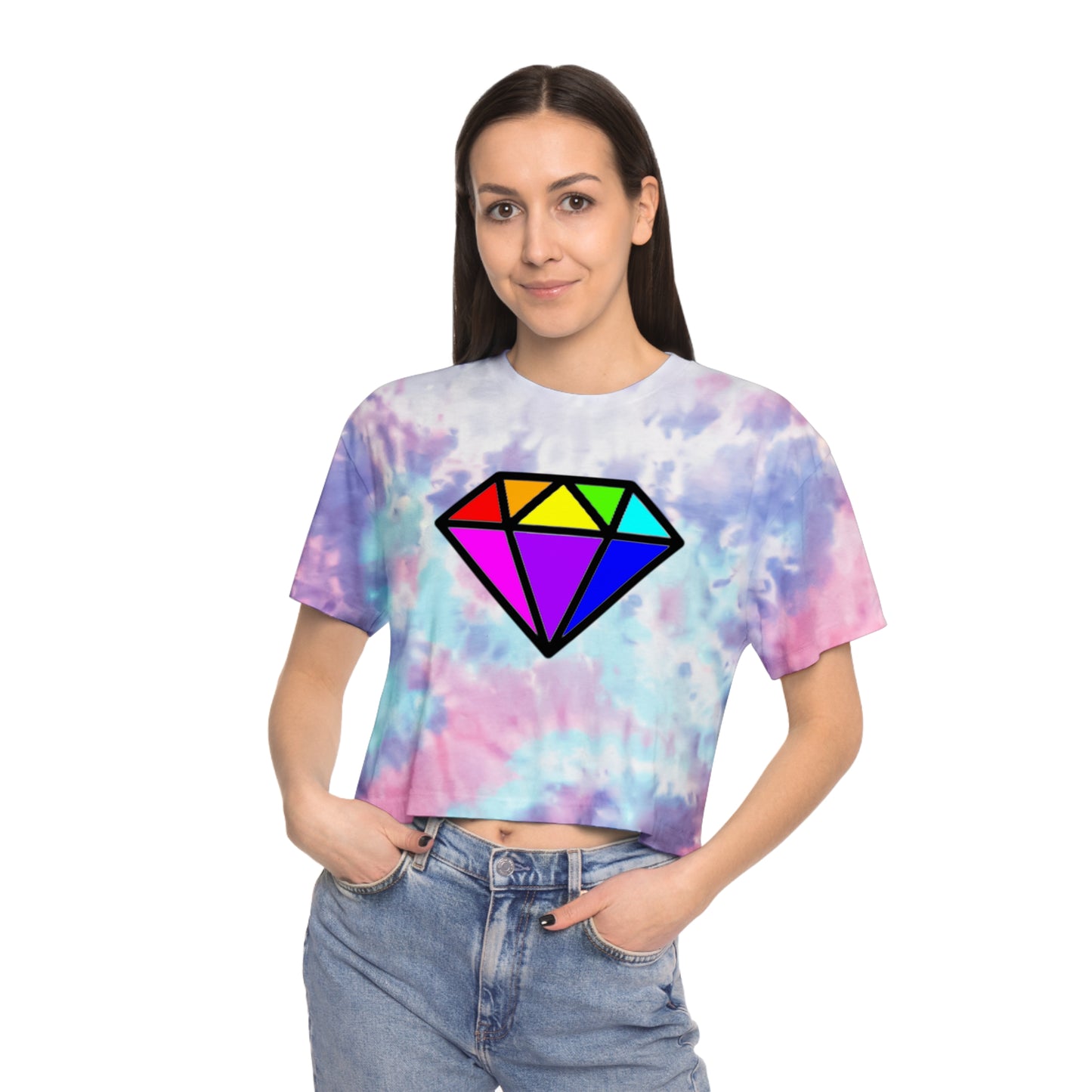 PRIDE Diamond Women's Tie-Dye Crop Tee