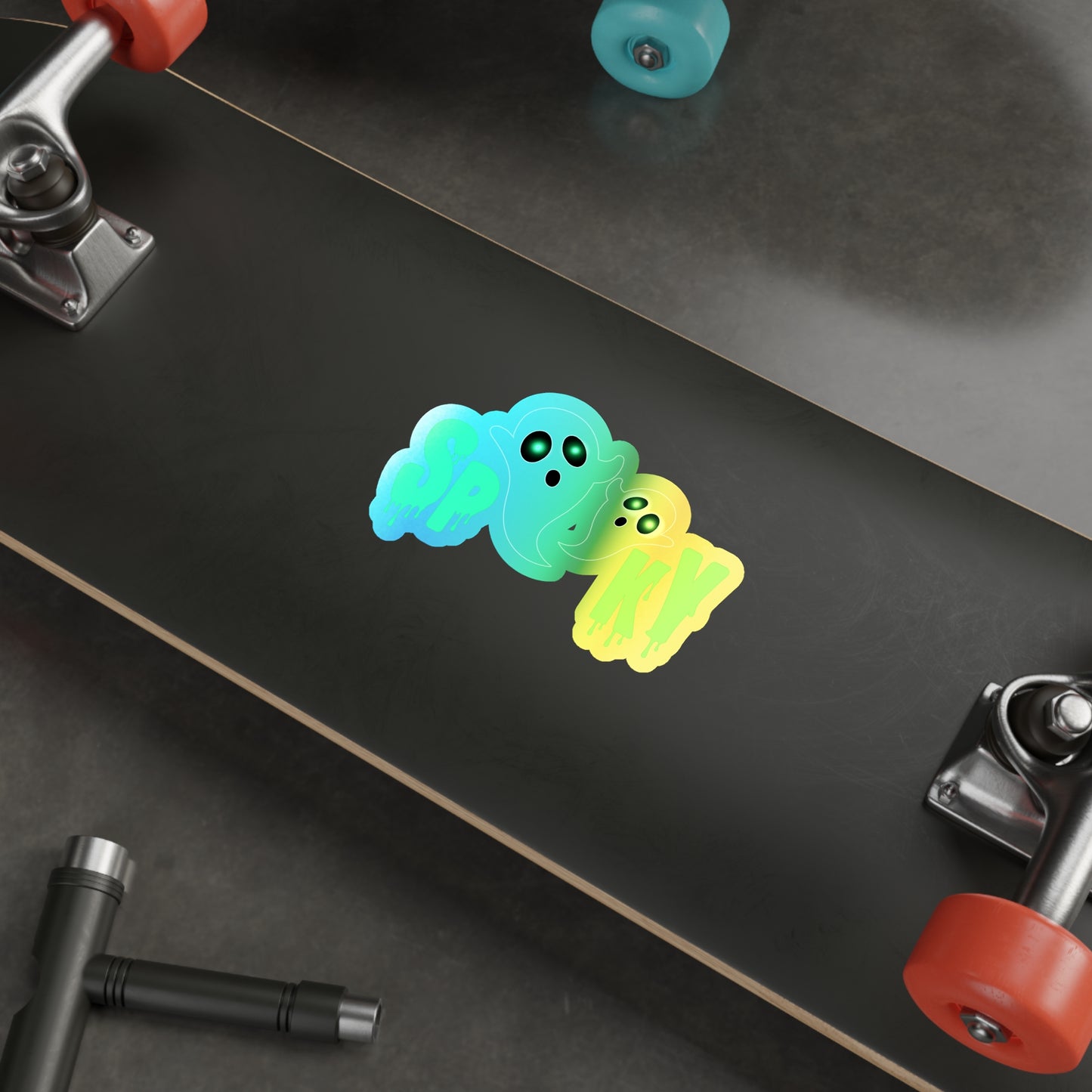 Halloween Spooky Ghosts Rainbow Holographic Die-cut Vinyl Stickers