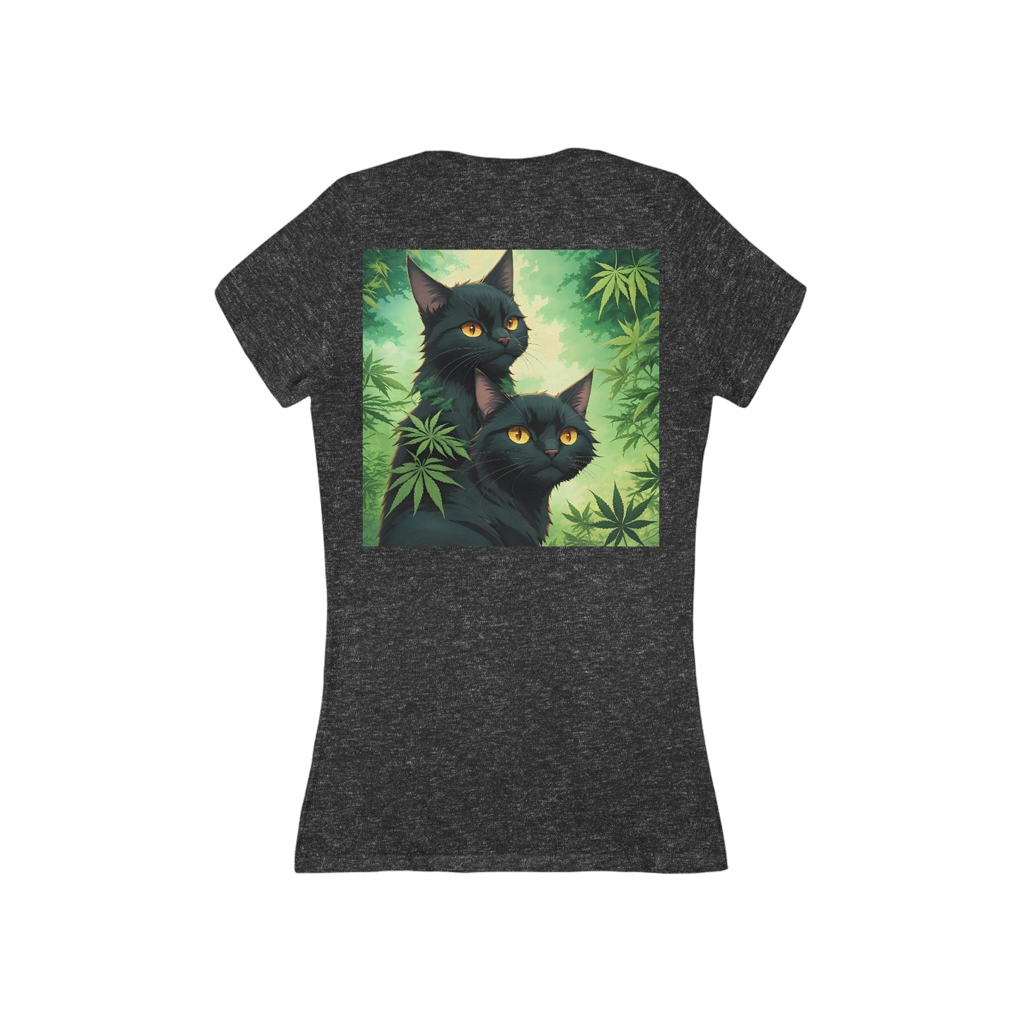 Black Cat, Women's Jersey Short Sleeve Deep V-Neck Tee