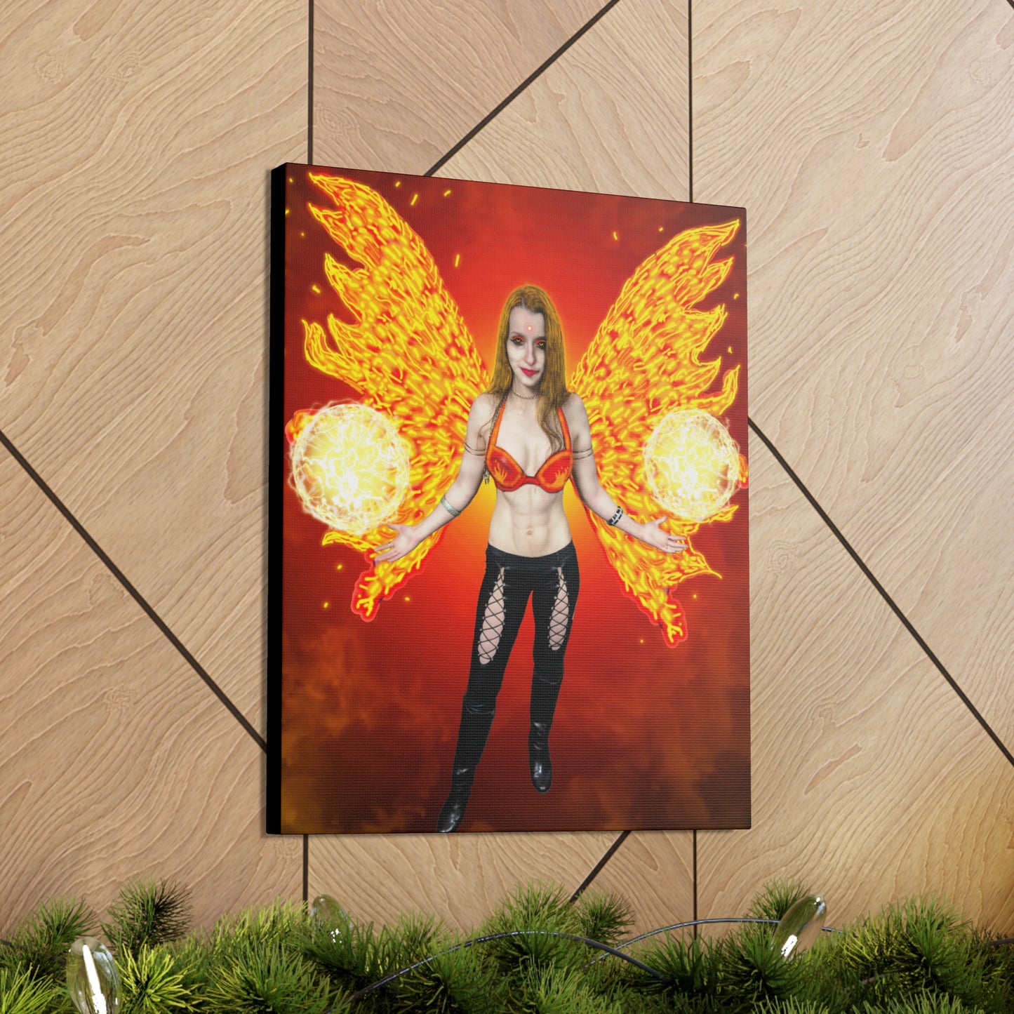 Mystic Fire Fairy, Fantasy Art, Canvas Art, Unique Gift, Original art, Wall Decor