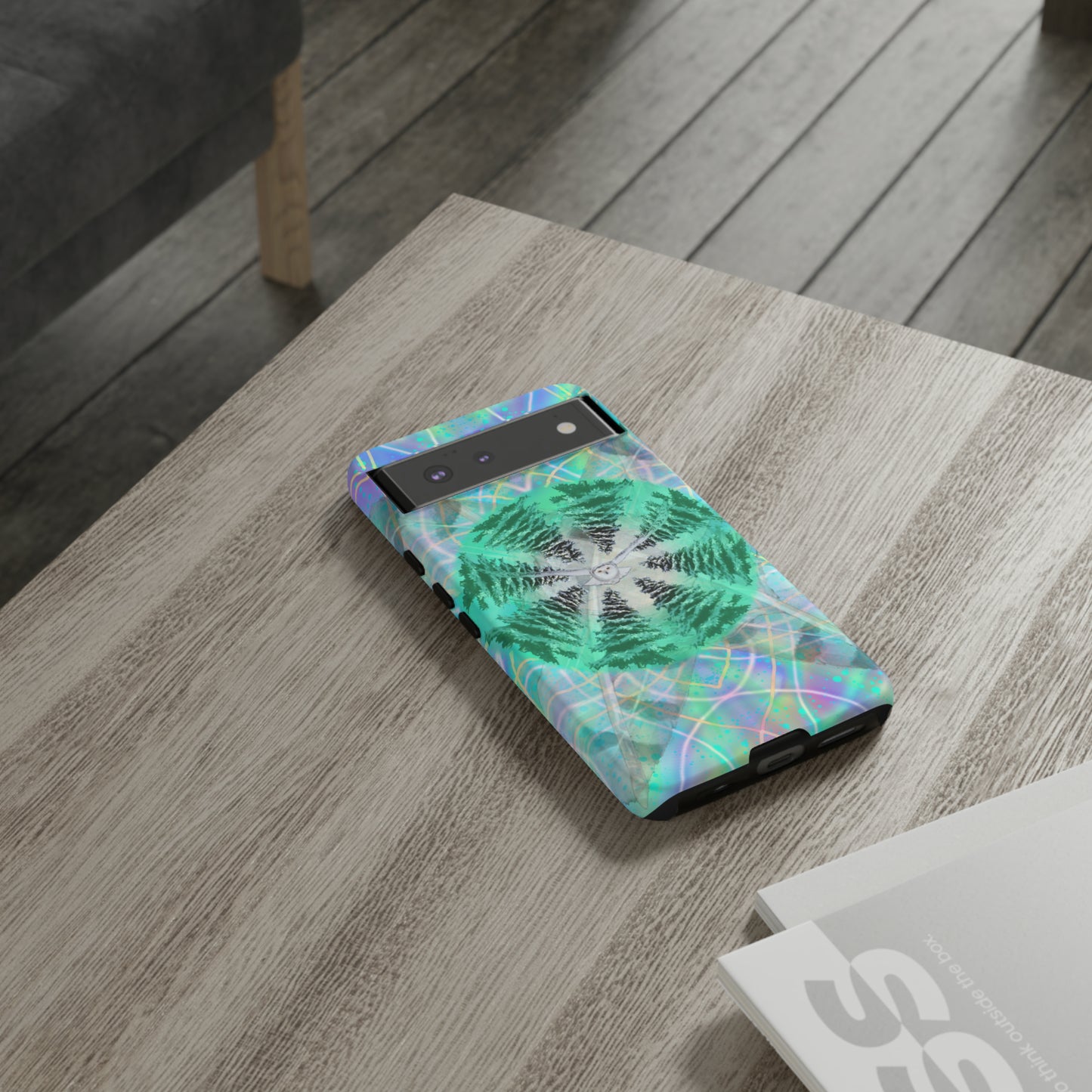 Mystic Pines Snowy Owl Protective Phone Case, Samsung, iPhone, Pixel, all sizes