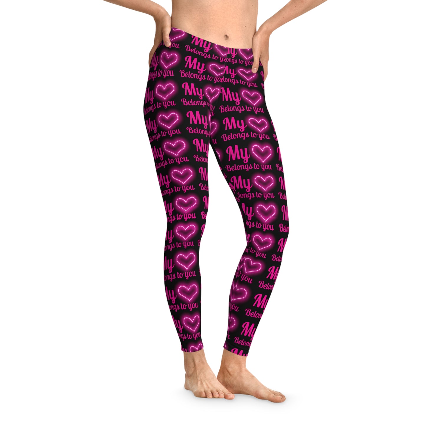 My Heart Belongs To You, Stretchy Leggings, Valentines Day Gift, Gift For Her, Black Leggings