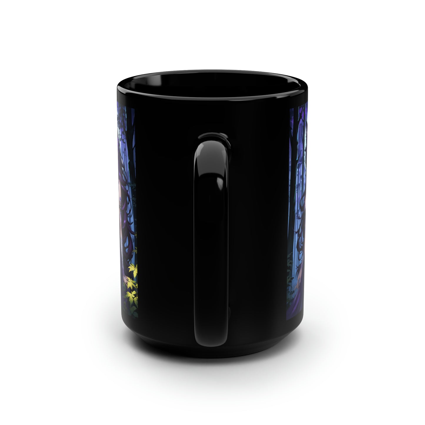 Amethyst Wolf Deity, Black Mug, 15oz