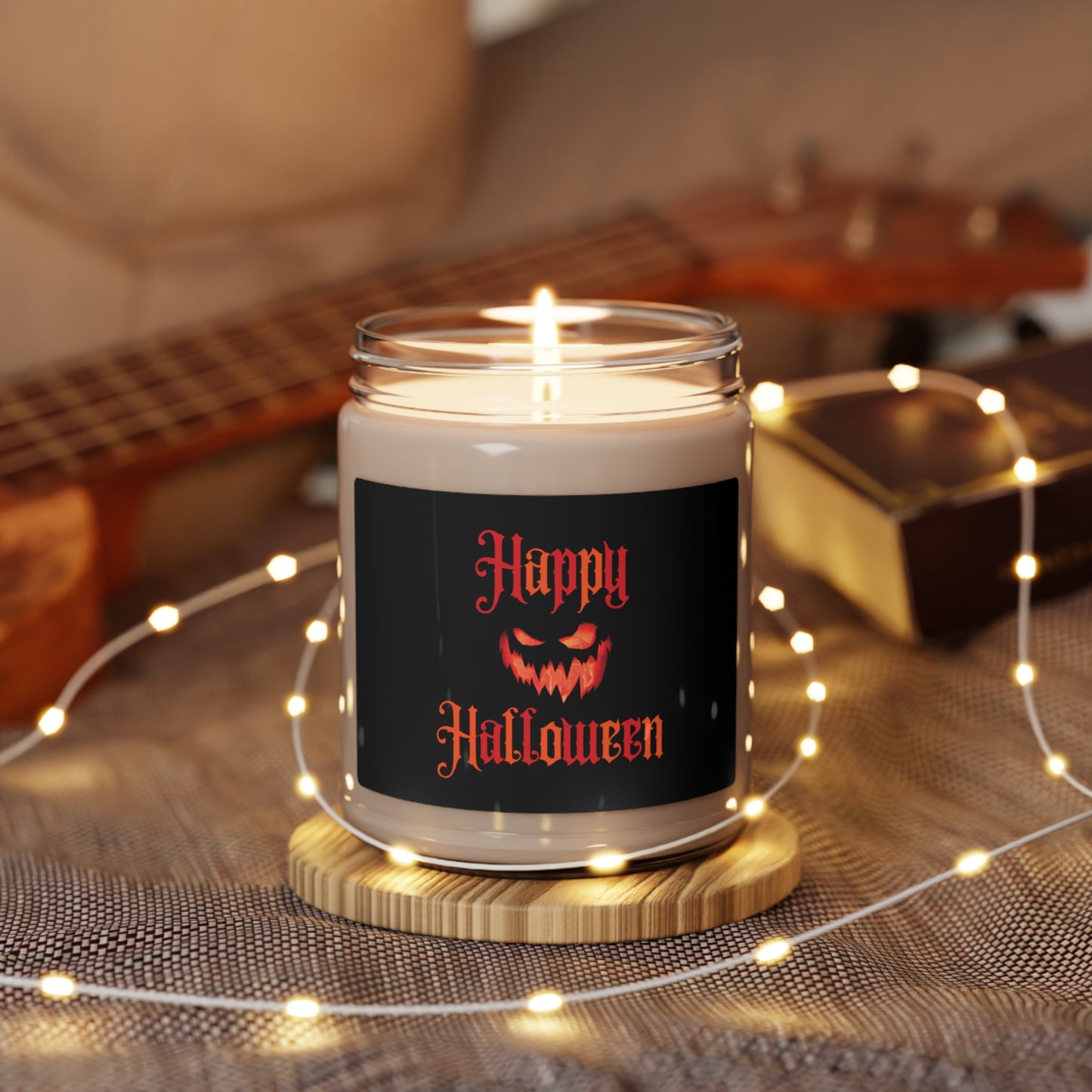 Happy Halloween Candle Spooky Pumpkin Face Scented Soy Candle, 9oz