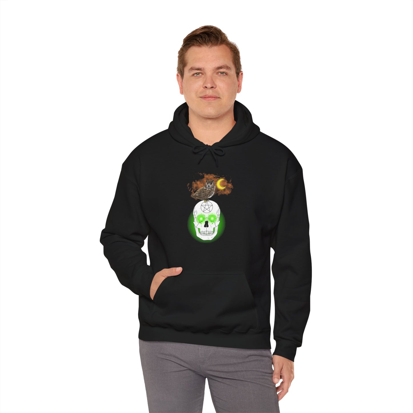 Unisex Heavy Blend™  Owl Skull Halloween Hooded Sweatshirt