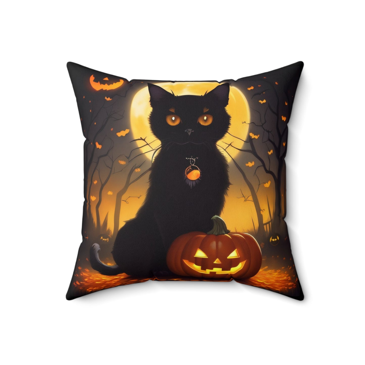 Haunted Forest Halloween Spun Polyester Square Pillow