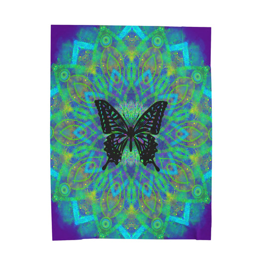 Mystic Butterfly Mandala Giant Velveteen Plush Blanket