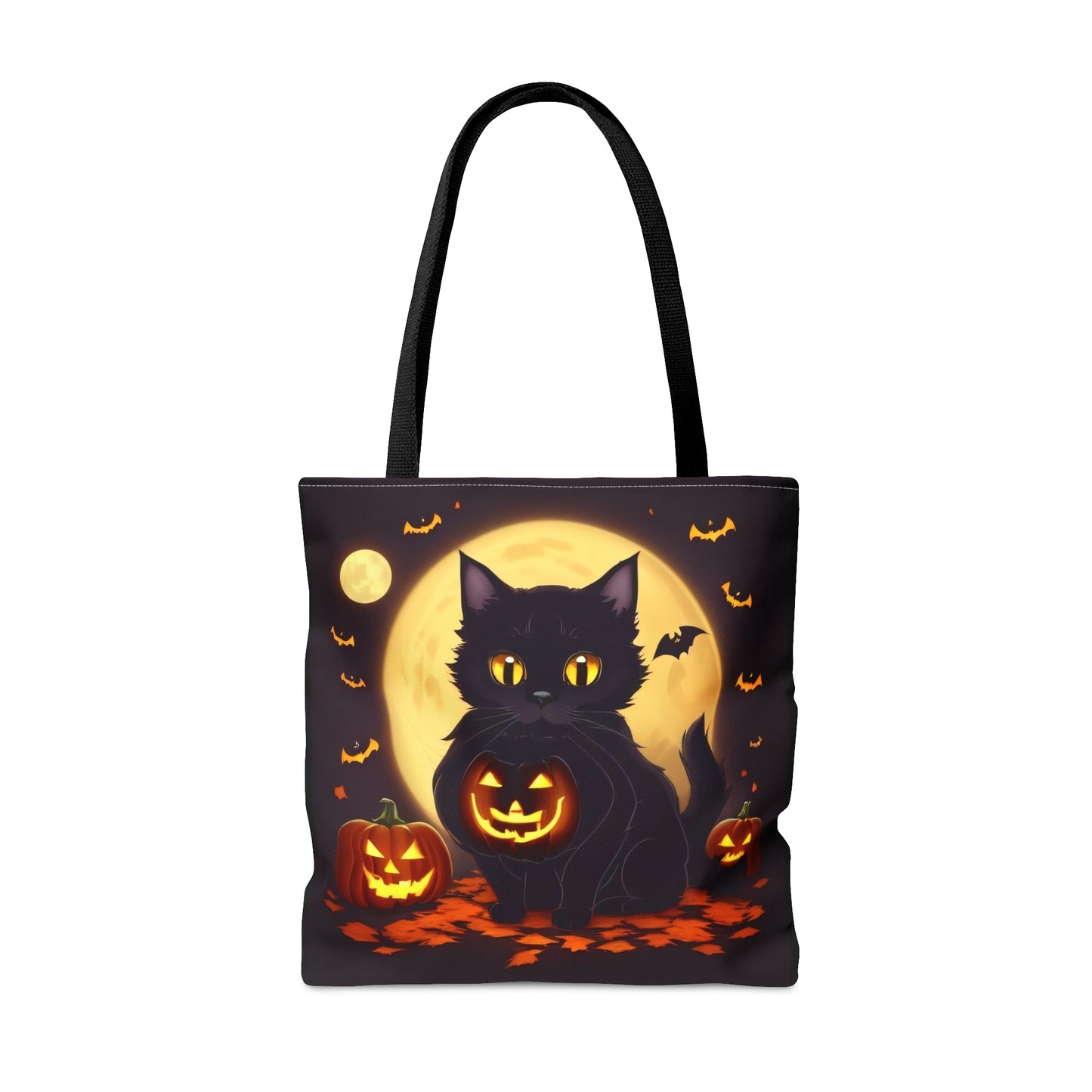 Eerie Night Black Cat Halloween Candy Tote Bag