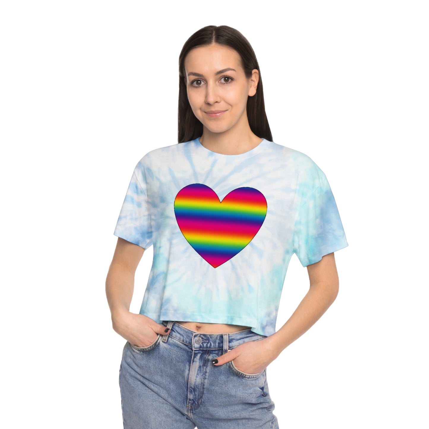 PRIDE Heart Women's Tie-Dye Crop Tee