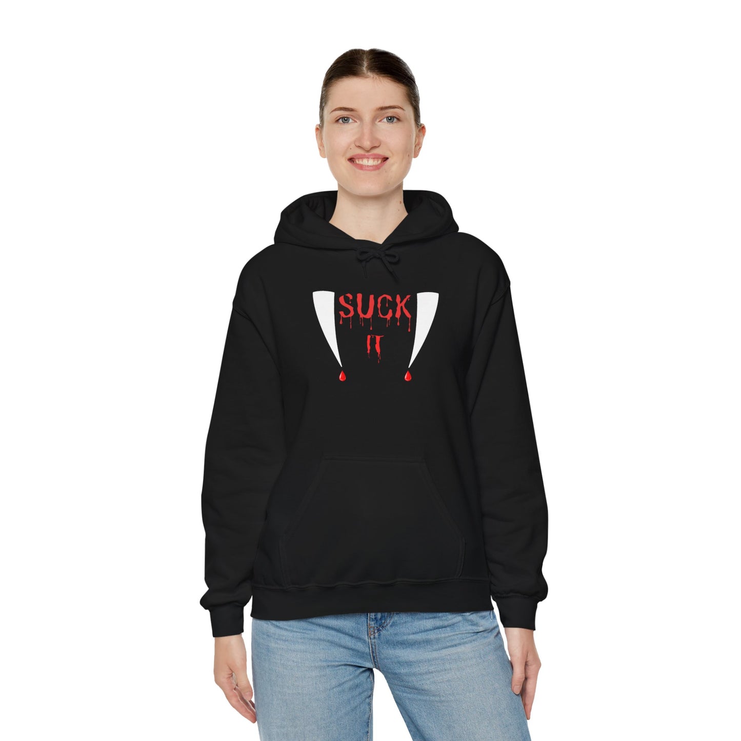 Suck It Vampire Fangs Halloween Hoodie Unisex Heavy Blend" Hooded Sweatshirt